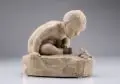 Rudolph Hölbe, Zwei Frösche, Um 1900, Gips, beigefarben gefaßt