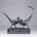 Anton Büschelberger, Goldfasanenpaar. Wohl um 1925, Bronze, schwarz patiniert