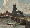 Ernst Kolbe, Dresden - Blick auf Augustusbrücke und Hofkirche. 1. H. 20. Jh, Öl auf Leinwand
