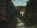 Johanna Scholtz-Plagemann, Die Lochmühle im Liebethaler Grund. 1. H. 20. Jh, Öl auf Malpappe