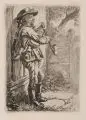Johann Christoph Erhard, Der Dudelsackpfeifer, 1817, Radierung mit Plattenton auf China, auf Velin aufgewalzt