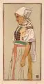Leonhard Fanto, Junge Frau in Tracht. Anfang 20. Jh, Farbholzschnitt auf Japan