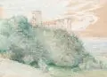 Robert Sterl, Robert Sterl, Burg Münzenberg (?) in Hessen. Wohl um 1900