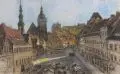 Gotthardt Kuehl, Motiv aus Pirna, Gouache und farbige Kreide auf beidseitig kaschierter, kräftiger Malpappe