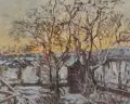 Hermann Drück, Abendstimmung im Winter, Öl auf Leinwand