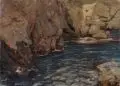 Willy Hamacher, Felsenschlucht, Um 1900, Öl auf Leinwand
