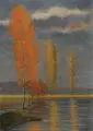 Ernst Oskar Simonson-Castelli, Herbstlicher Seeblick. Anfang 20. Jh, Öl auf Hartfaser