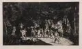 Max Klinger, Simplicius unter den Soldaten, Um 1881, Radierung auf China, auf Kupferdruckpapier aufgewalzt