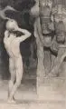 Sascha Schneider, Der Anarchist, Um 1900, Holzstich auf China, auf Untersatzkarton montiert