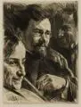 Heinrich Wolff, Im Gespräch, Um 1900, Schabkunstblatt