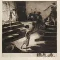 Alois Kolb, Salome, Radierung auf dünnem, chamoisfarbenem Papier