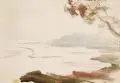 Eugen Hoffmann, Landschaft mit blauer Küste, 1944, Aquarell