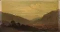 Johann Andreas von Herrenburg, Johann Andreas Herrenburg (zugeschr.), Gebirgslandschaft mit Ebene und kleiner Stadt. 19. Jh, Öl auf dünnem Malkarton, auf festem Karton maroufliert