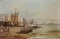 John James Wilson Mundell, Hafenszene bei Dover. Mitte 19. Jh, Öl auf Holz