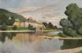 Franz Hochmann, Blick auf Schloss Pillnitz. Wohl Frühes 20. Jh, Öl auf Leinwand