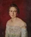 Adolf Liebscher, (zugeschr.), Portrait einer Dame im weißen Kleid. Anfang 20. Jh, Öl auf Leinwand