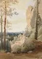 Blick in die Sächsische Schweiz by Gustav Adolf Thamm, 1882, Aquarell über Blei, sold Dec 2012