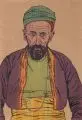 Leonhard Fanto, Araber mit grünem Turban. Ohne Jahr, Farbholzschnitt auf dünnem Papier
