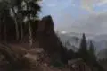 Friedrich Preller der Jüngere, Friedrich Preller d.J., Blick in die Böhmische Schweiz bei aufgehendem Mond, 1895, Öl auf Leinwand