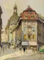 Max Theodor Roßbach, (zugeschr.), Rampische Gasse mit der Frauenkirche im Hintergrund. Ohne Jahr, Öl auf Malpappe