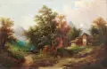 Heinrich Eduard Müller, Alpenhof mit Gebirgsbach, Um 1850, Öl auf Leinwand