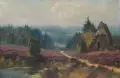 Johannes Harders, Heidelandschaft mit Köhlerhütte. Ohne Jahr, Öl auf Leinwand
