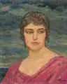 Hans Unger, Damenbildnis mit Perlenkette und Ohrringen. Wohl 1920er Jahre