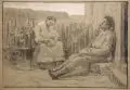 Carl Ludwig Noah Bantzer, Hessische Bauernfamilie, 1897, Farblithographie auf festem Papier