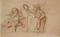 Ludwig Richter, Der Triumph der Musik (Kleine Grußkarte mit Allegorien auf die Musik und die Malerei.) Mitte 19. Jh