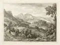 Joseph Anton Koch, Rocca di S. Stefano di Mezzo, e Canturano, Um 1810, Radierung auf Bütten