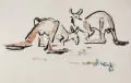René Boyvin, Ernst Fechter, Zwei Känguruhs, 1960, Gouache