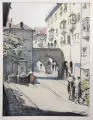 Georg Erler, Bozen im Sommer, 1930, Farbkreidezeichnung über Graphit, gouachiert