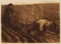 Pflugzieher und Weib by Käthe Kollwitz, 1902, Lithographie mit gelblicher Tonplatte auf dickem, gelblichen Velin, sold Jun 2012
