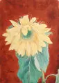 Erich Lindenau, Sonnenblume auf rotem Grund