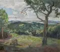 Walter Friederici, Blick vom Valtenberg, Hohwald, Öl auf Leinwand