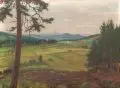 Julius Otto Fritzsche, Otto Julius Fritzsche, Böhmische Herbstlandschaft (Blick auf Milleschauer und Kletschen ?). 1930er Jahre, Öl auf Leinwand