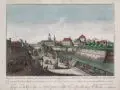 Georg Balthasar Probst, Aeusserliches Ansehen des Wilschen Thor, nebst der Königl. Bibliothek, zu Dresden, 1770, Altkolorierter Kupferstich