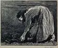 Robert Sterl, Robert H. Sterl, Kartoffellegerin, 1904, Lithographie auf gräulichem, fasrigen Papier