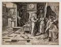 Marten van Heemskerk, Der heilige Petrus heilt Aeneas in Lydda, 1575, Kupferstich auf Bütten