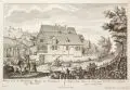 Johann Georg Merz, Herrn C.C.P. Weinbergs-Hauss zu Loschwiz bei Dresden, Kupferstich auf Bütten, zum Teil auf Untersatzpapier montiert