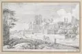 Herman van Swanevelt, Landschaft mit Ruinen und Dame mit Sonnenschirm. 2. Viertel 17. Jh, Radierung auf Bütten