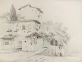 Woldemar Hottenroth, Italienisches Landhaus, Um 1840, Bleistiftzeichnung