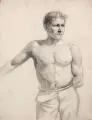 Theodor Kandale, Konvolut von vier männlichen Aktstudien. Ohne Jahr, Kohlestiftzeichnungen, weiß gehöht und Bleistift