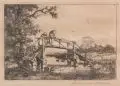 Adriaen van Ostade, Adrian van Ostade, Angler auf der Brücke. 17. Jh, Radierung