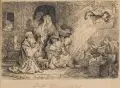 Rembrandt Harmenszoon van Rijn, Rembrandt Harmensz. van Rijn, Der Engel verläßt die Familie des Tobias, 1641, Radierung auf Bütten