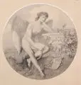 Carl von Binzer, (zugeschr.), Sinnender Amor. 2. H. 19. Jh, Bleistiftzeichnung