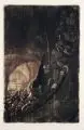 Käthe Kollwitz, Bewaffnung in einem Gewölbe, 1921, Radierung und Durchdruckverfahren auf "Van Gelder-Zonen"-Bütten