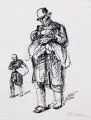 Max Liebermann, Zwei Männer. Wohl um 1909 - 1903, Federlithographie auf dünnem Bütten