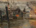 Emdener Hafen by Adolf Fischer-Gurig, 1908, Öl auf Leinwand, sold Dec 2011