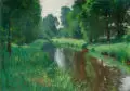 Johannes Mogk, Parkstück mit Kanal, 1899, Öl auf Malpappe